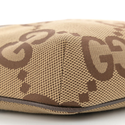Gucci Monogram Jumbo GG Textured Dollar Calfskin Web Belt Bag Camel Ebony New Acero 9 of 11