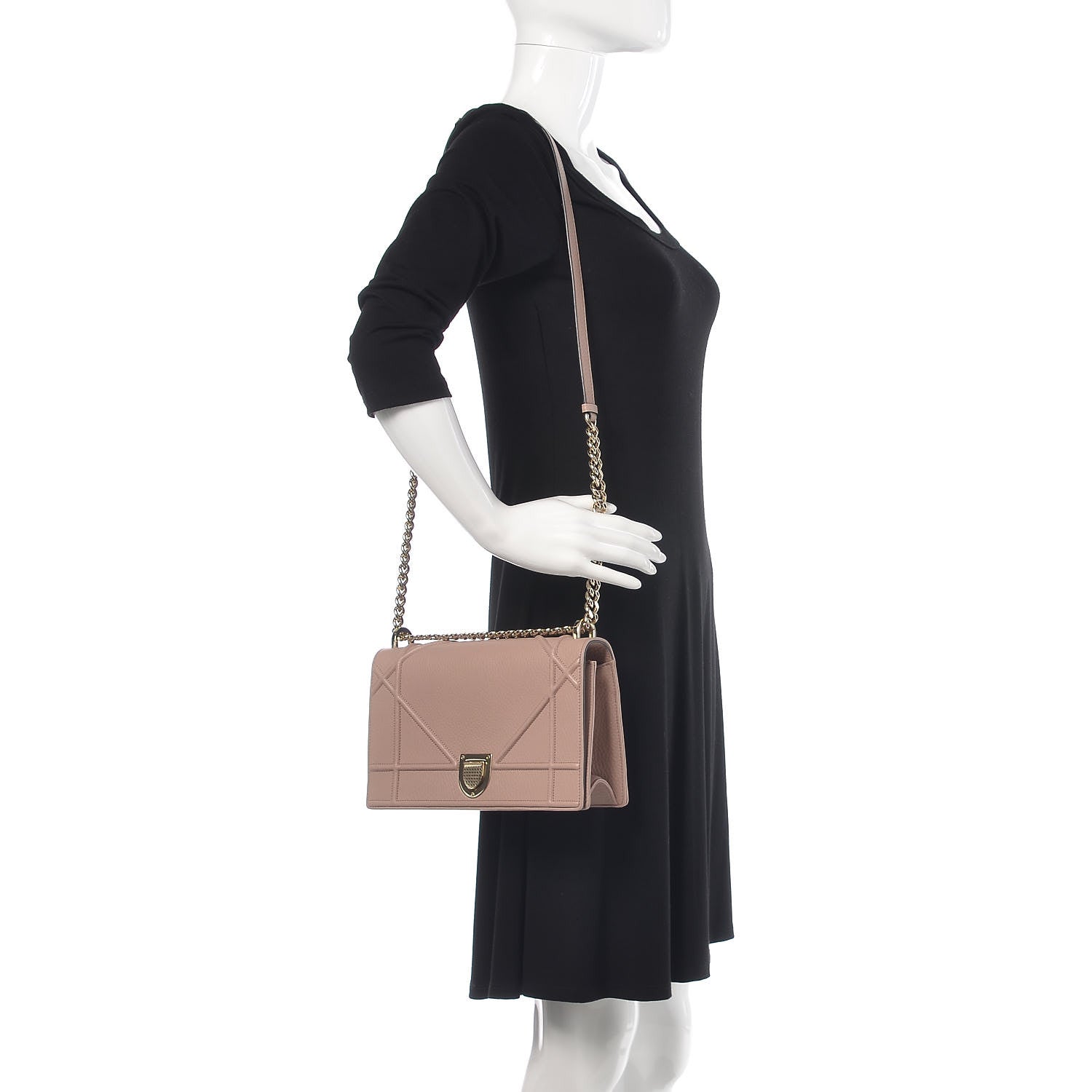 Christian Dior Grained Calfskin Medium Diorama Flap Bag Nude 2 of 14