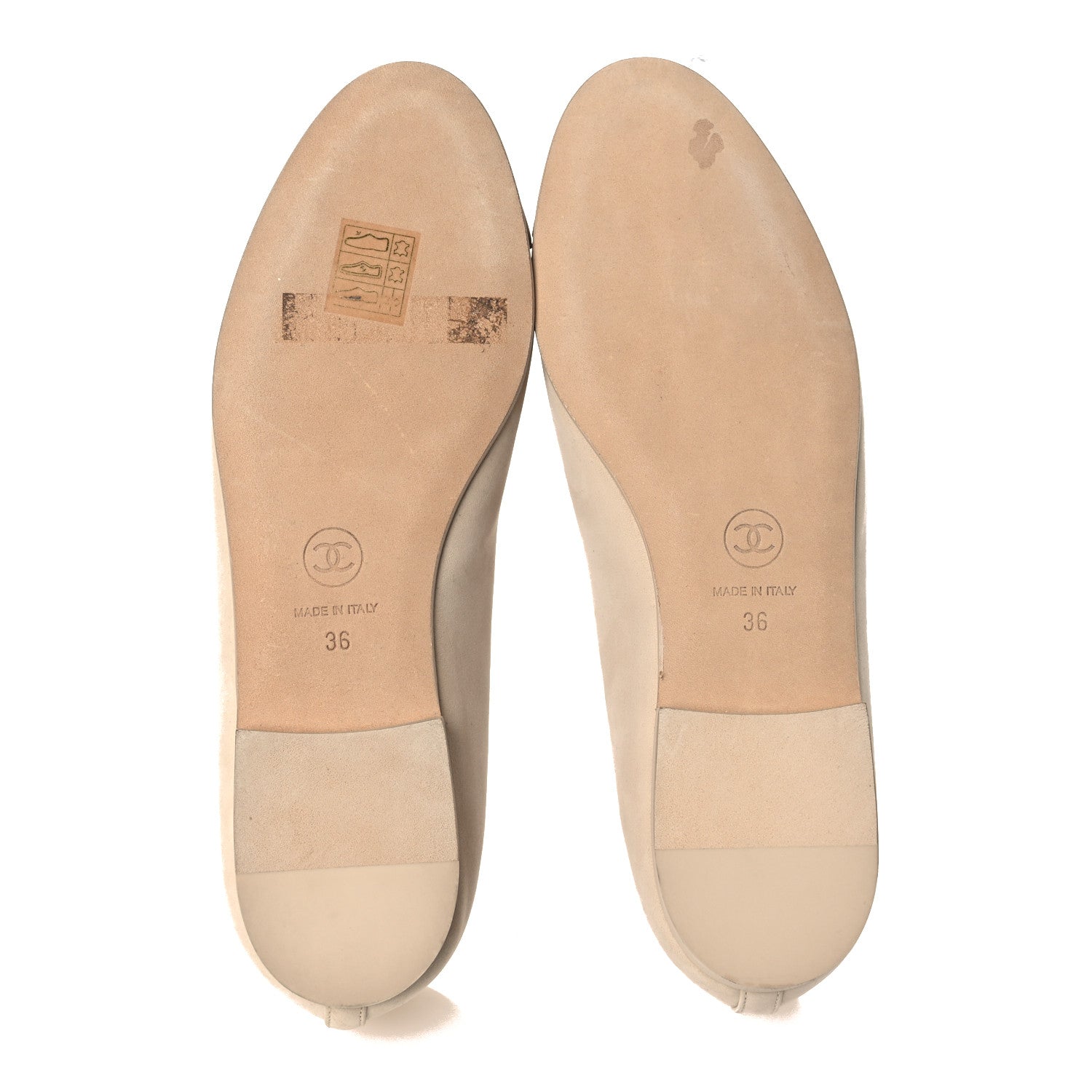 Chanel Suede Calfskin Cap Toe CC Ballerina Flats 36 Beige 7 of 11