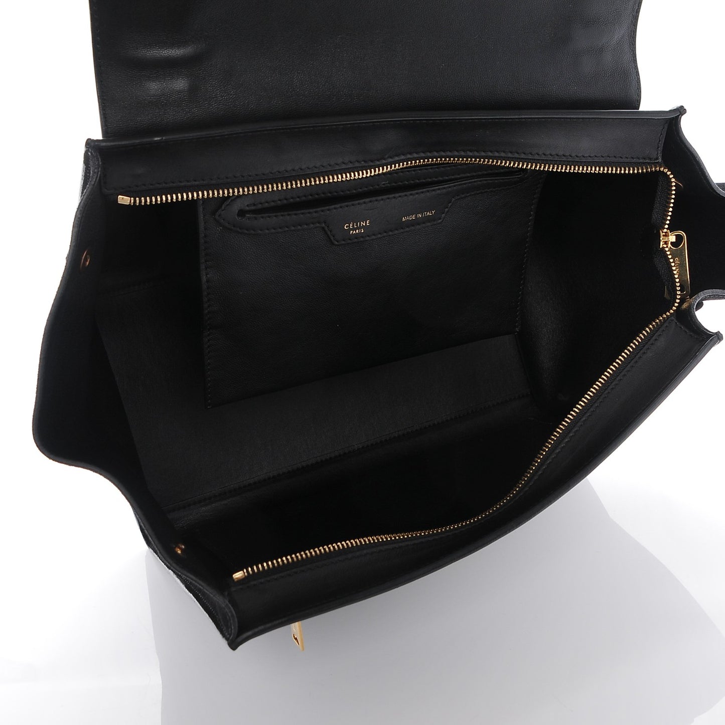Crocodile Embossed Calfskin Suede Medium Trapeze Black
