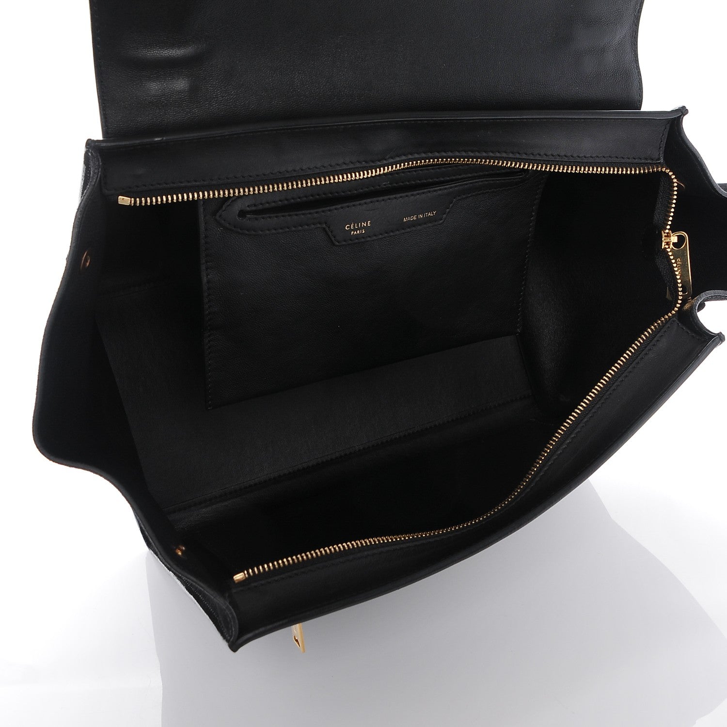 Celine Crocodile Embossed Calfskin Suede Medium Trapeze Black 6 of 6