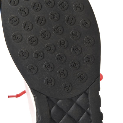 Chanel Lycra Fabric CC Sneakers 42 White Red 6 of 10