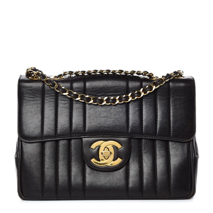 Chanel Lambskin Vertical Quilt Jumbo Single Flap Black 1 of 21