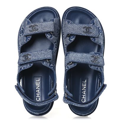 Chanel Denim CC Dad Sandals 38 Blue 39 Blue 2 of 13