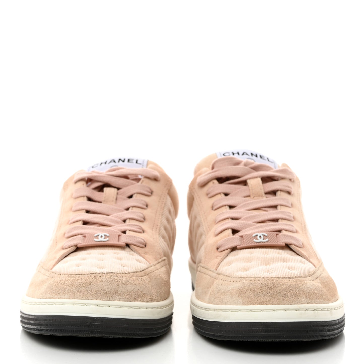 Fabric Suede Calfskin Logo Sneakers 36 Beige Pink