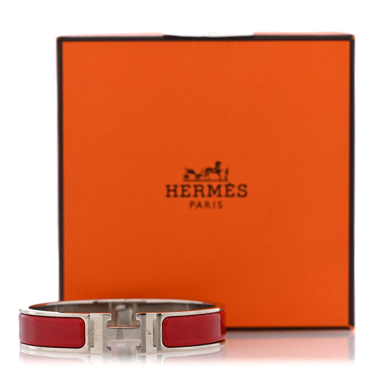 Hermes Enamel Narrow Clic Clac H Bracelet PM Rouge 5 of 5