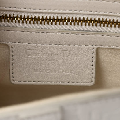 Christian Dior Calfskin Embossed Oblique Saddle Bag White 6 of 11