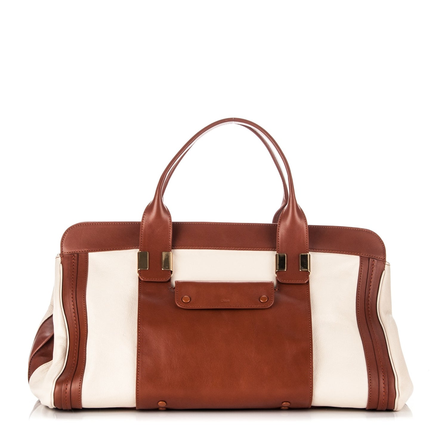 Calfskin Large Alice Satchel Husky White