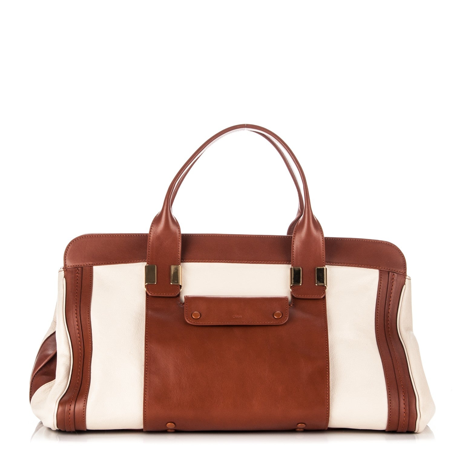 Chloe Calfskin Large Alice Satchel Husky White 1 of 8