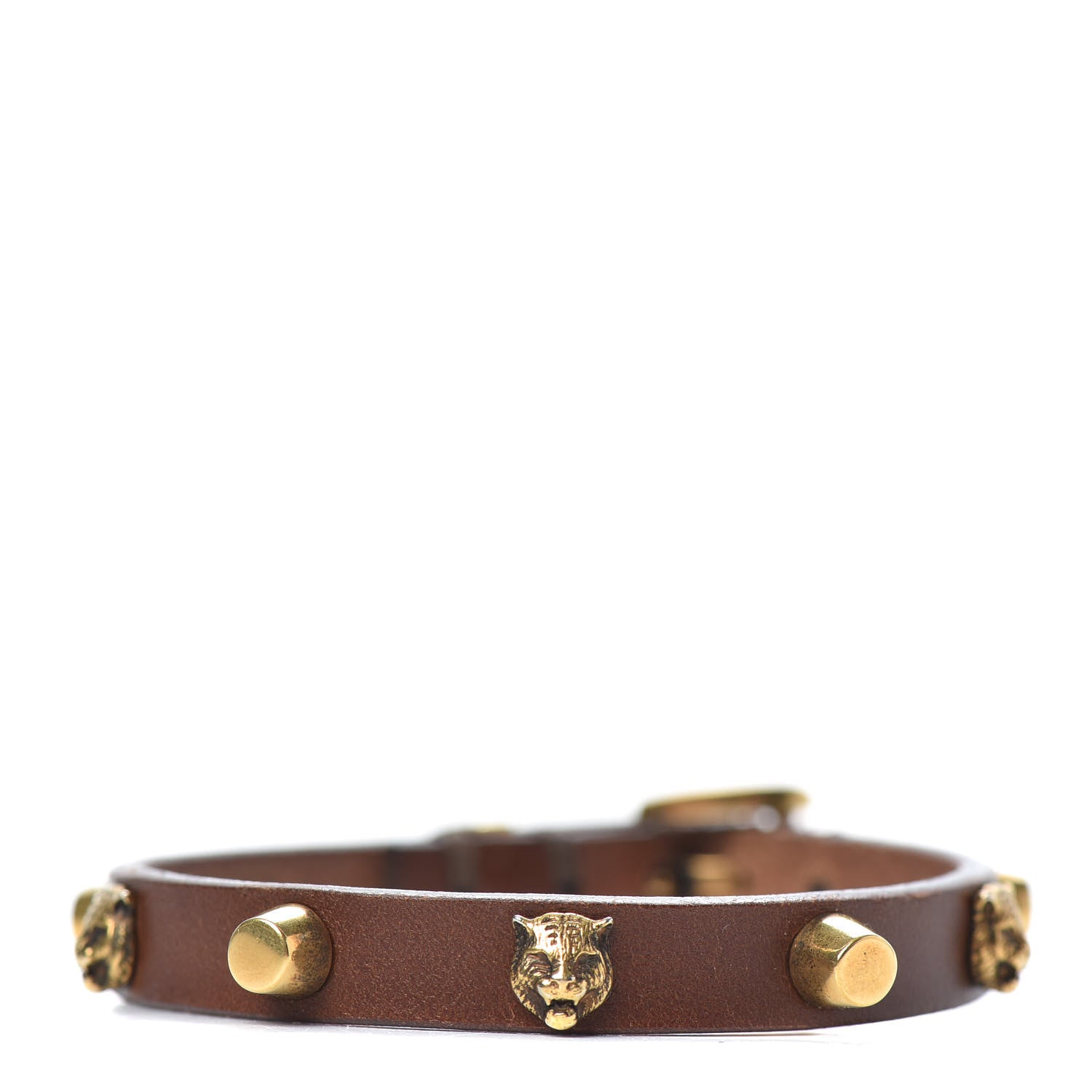 Gucci Calfskin Feline Heads Bracelet Brown 1 of 4