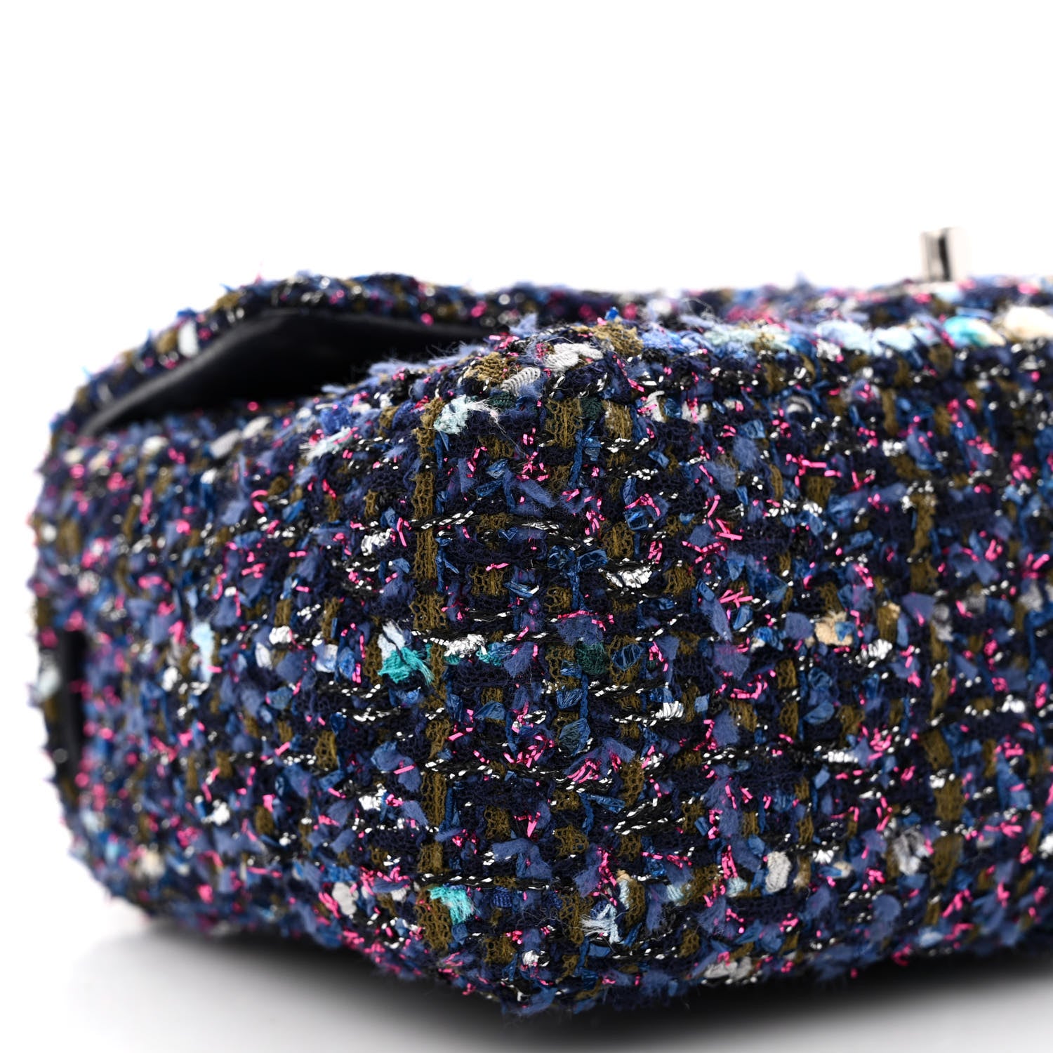 Chanel Tweed Quilted Mini Rectangular Flap Blue Purple Khaki Pink 9 of 12