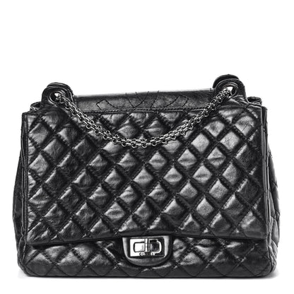 Chanel Metallic Aged Calfskin Quilted Reissue 2.55 Accordion Flap Black 1 of 8
