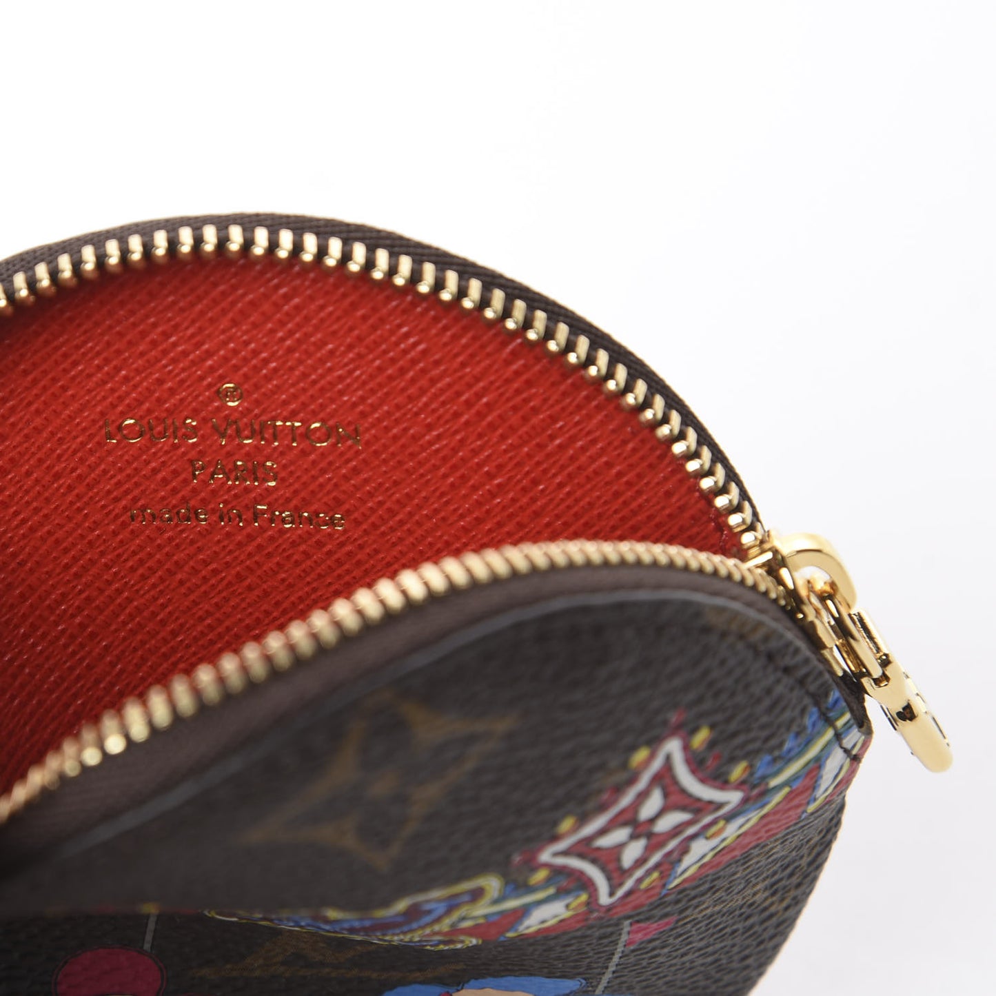 Monogram 2020 Christmas Animation Bumper Cars Round Coin Purse Coquelicot