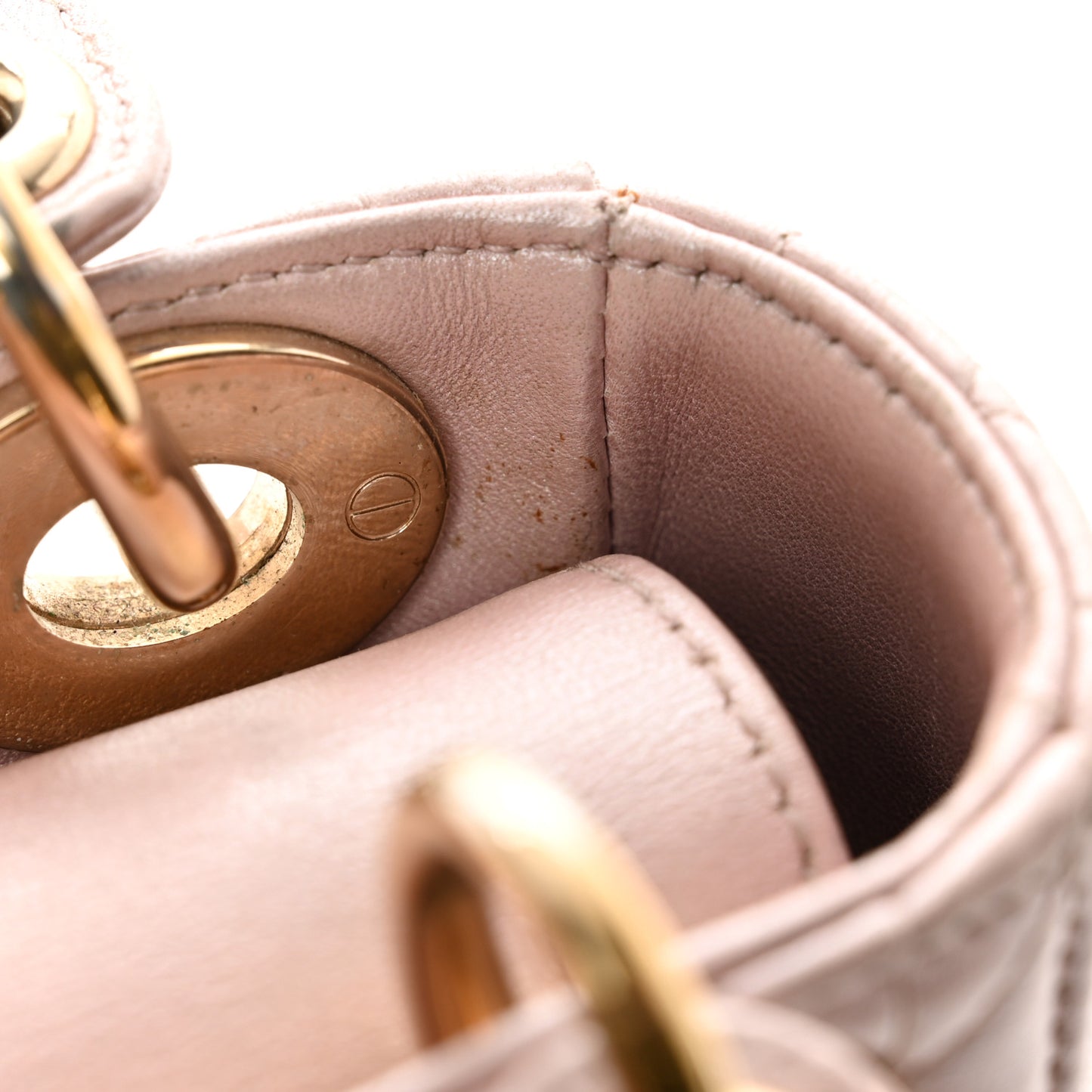 Metallic Lambskin Cannage Mini Lady Dior Lotus