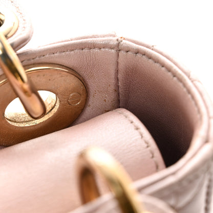 Christian Dior Metallic Lambskin Cannage Mini Lady Dior Lotus 10 of 12