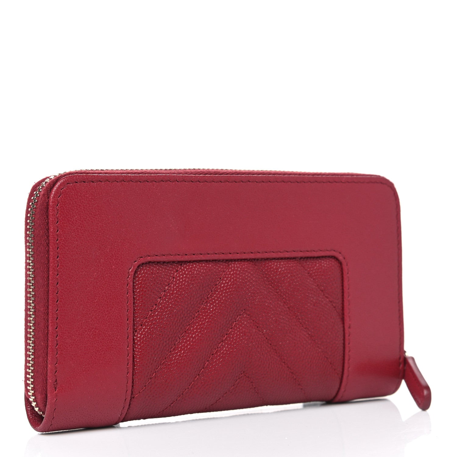 Chanel Sheepskin Caviar Chevron Quilted Medium Mademoiselle Vintage Zip Around Wallet Red 4 of 18