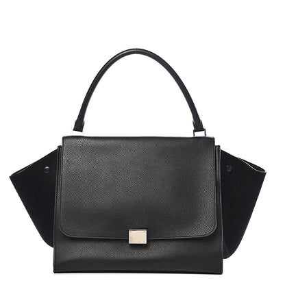 Celine Drummed Calfskin Suede Large Trapeze Black 1 of 17