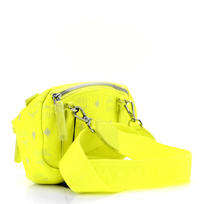 MCM Visetos Small Original Crossbody Bag Neon Yellow 4 of 10