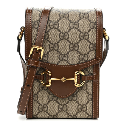 Gucci GG Supreme Monogram Mini Horsebit 1955 Crossbody Bag Beige Brown Sugar 1 of 11