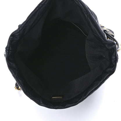 Chanel Lambskin Quilted Enamel Drawstring Bag Black Multicolor 4 of 10