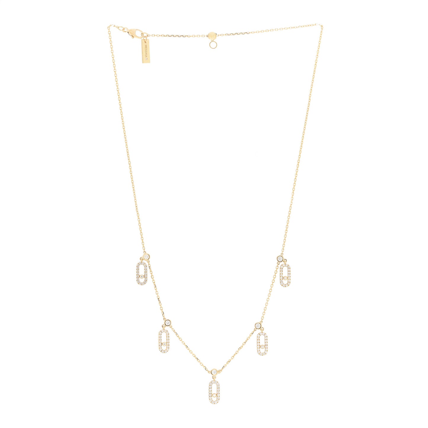 18K Yellow Gold Diamond Move Uno Pave Drop Choker Necklace