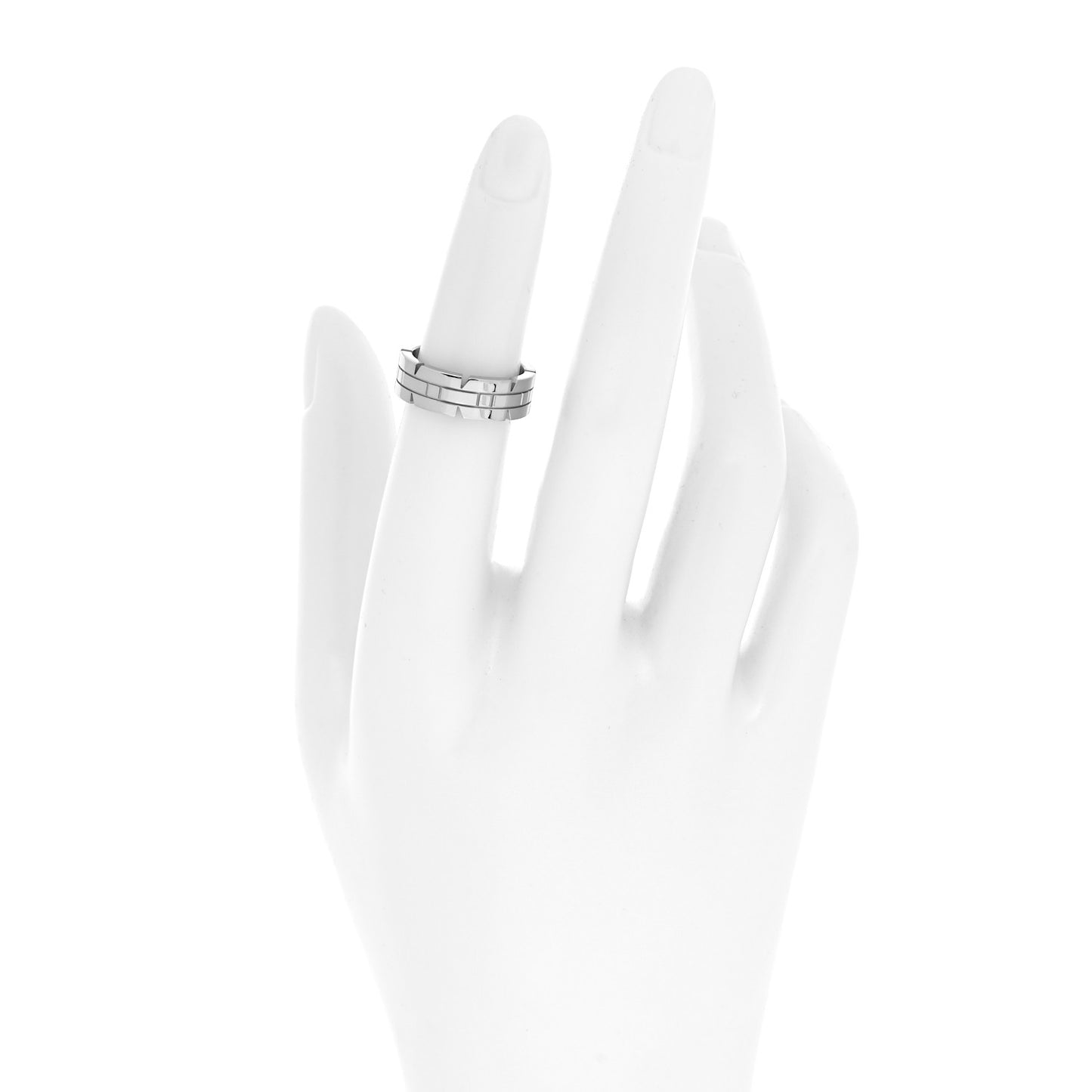 18K White Gold Tank Francaise Band Ring 49 4.75