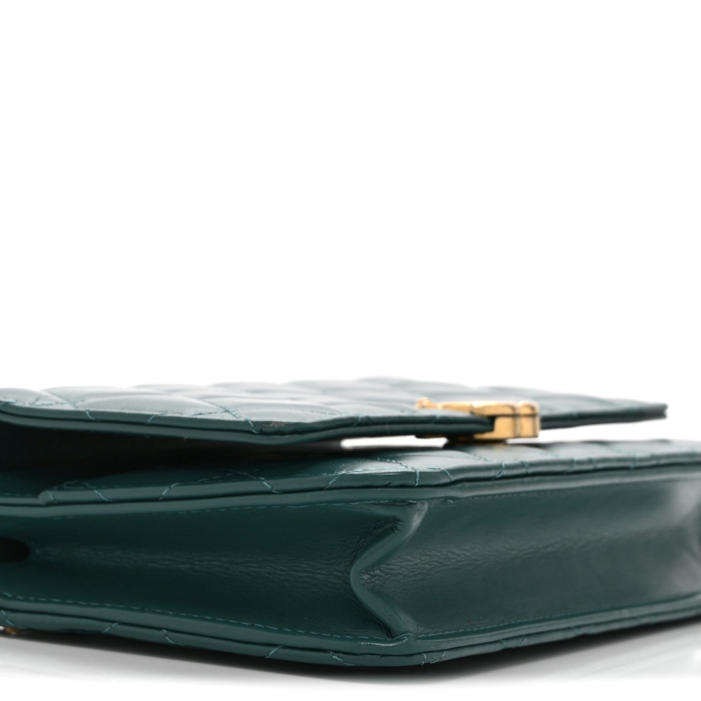 Calfskin Quilted Perfect FIt Wallet On Chain WOC Green