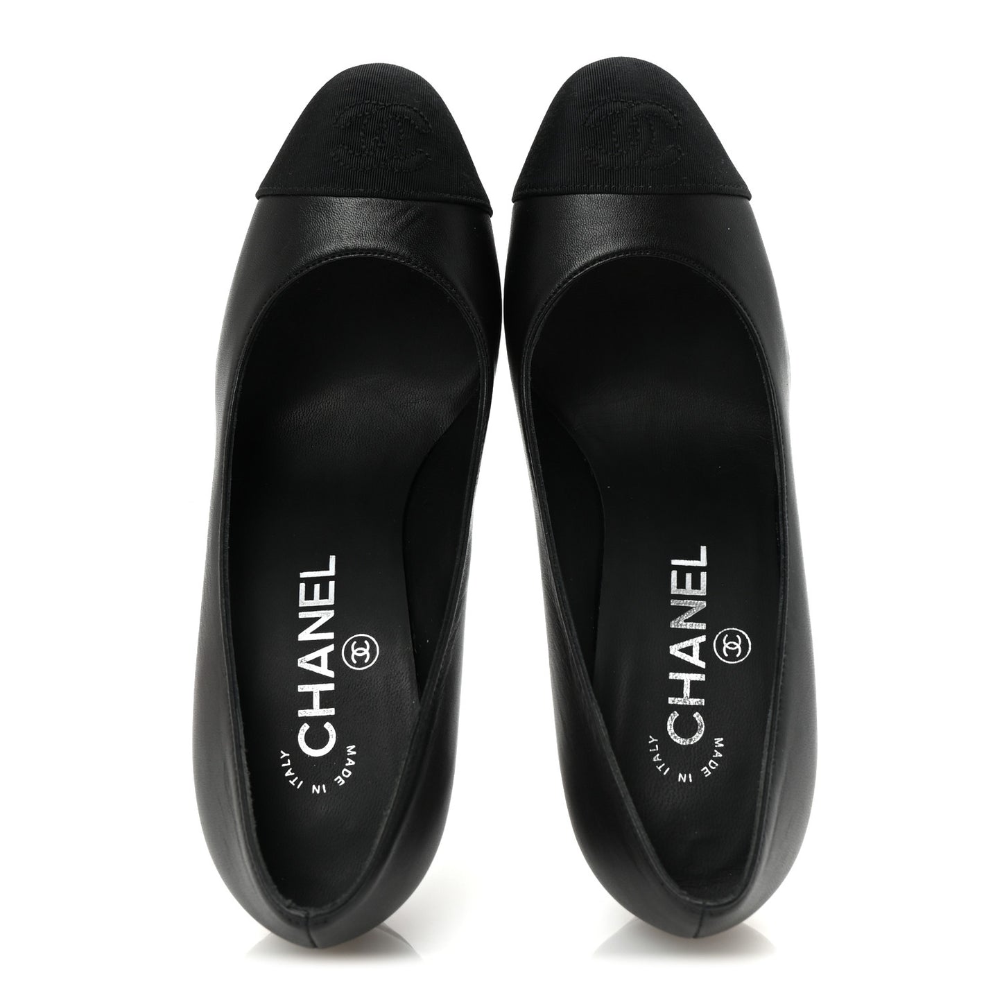 Lambskin Grosgrain Pearl Cap Toe Pumps 36.5 Black