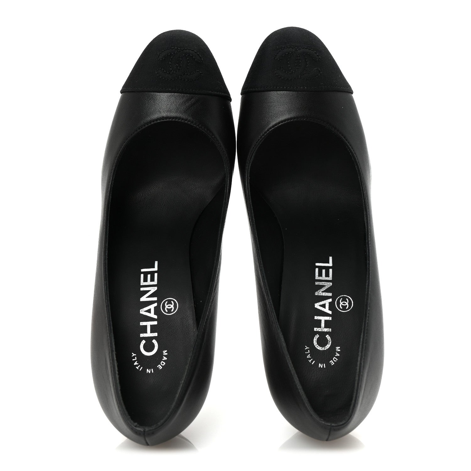 Chanel Lambskin Grosgrain Pearl Cap Toe Pumps 36.5 Black 2 of 10