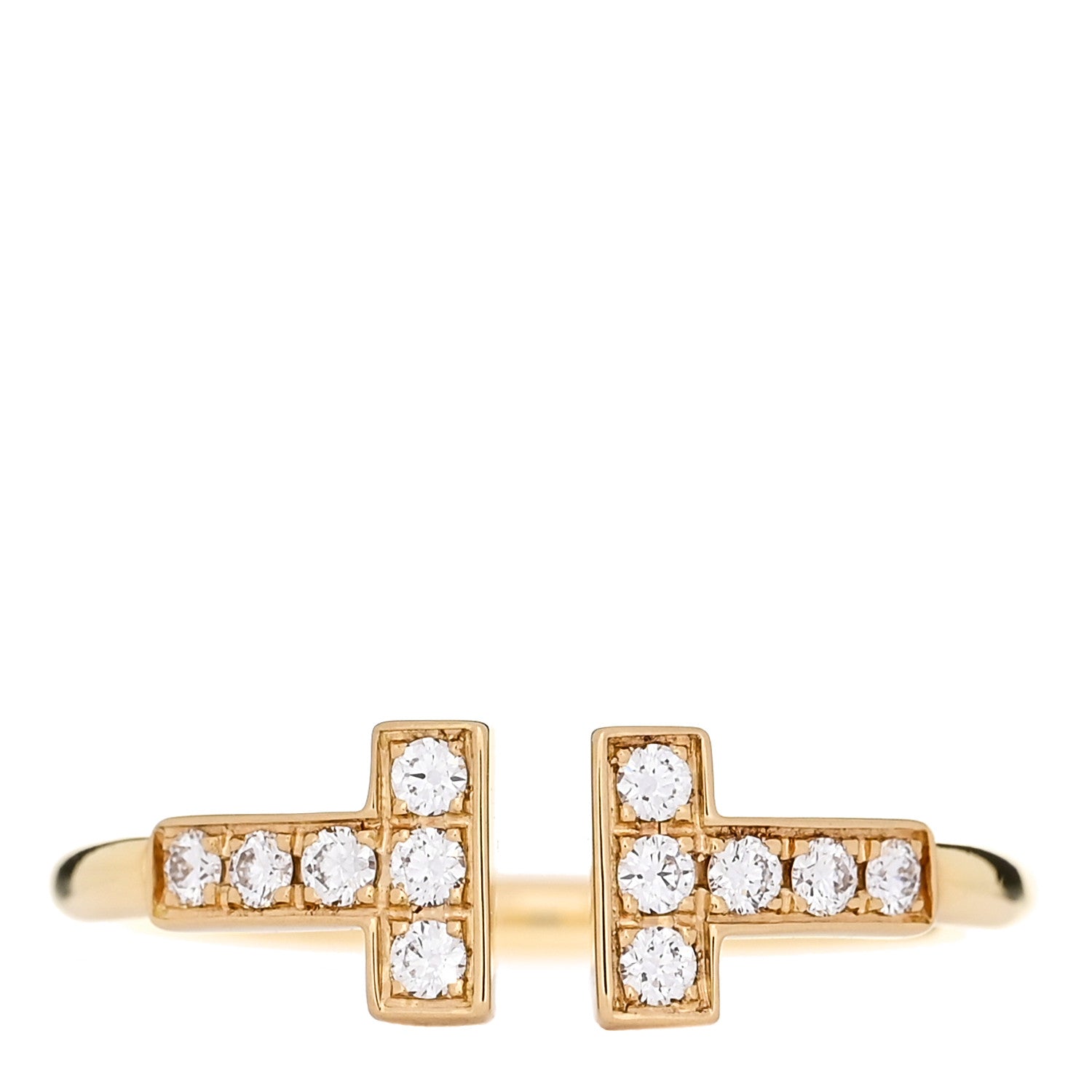 Tiffany 18K Yellow Gold Diamond T Wire Ring 49 4.75 1 of 4