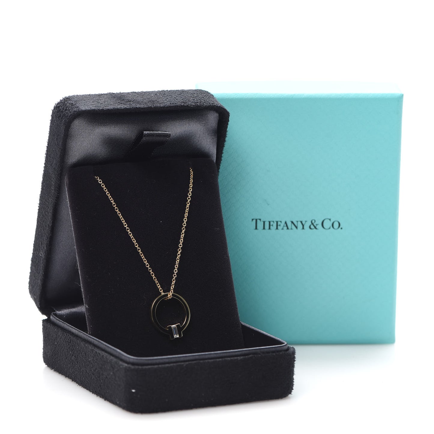 18K Yellow Gold Diamond T Pendant Necklace