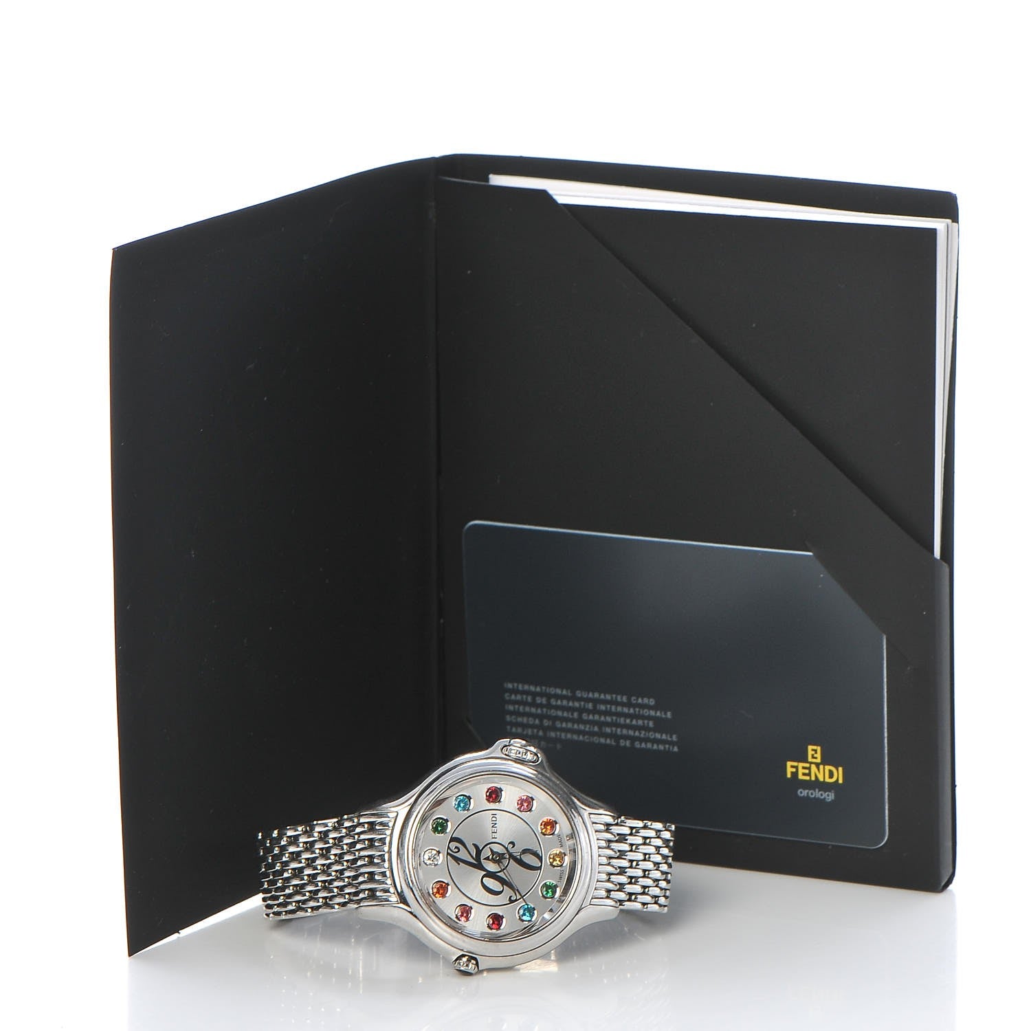 Fendi Stainless Steel Diamond Topaz 38mm Crazy Carats Rotating Gem Quartz Watch 8 of 10