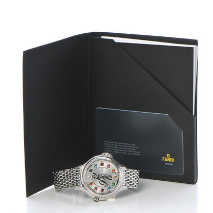 Fendi Stainless Steel Diamond Topaz 38mm Crazy Carats Rotating Gem Quartz Watch 8 of 10