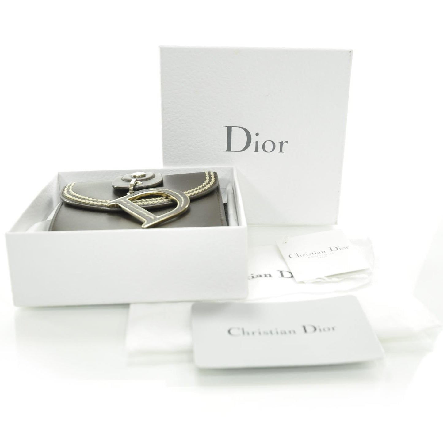 Leather Detective Charm Wallet Brown