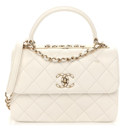 Chanel Lambskin Quilted Small Trendy Chain CC Flap Dual Handle Bag White 1 of 13