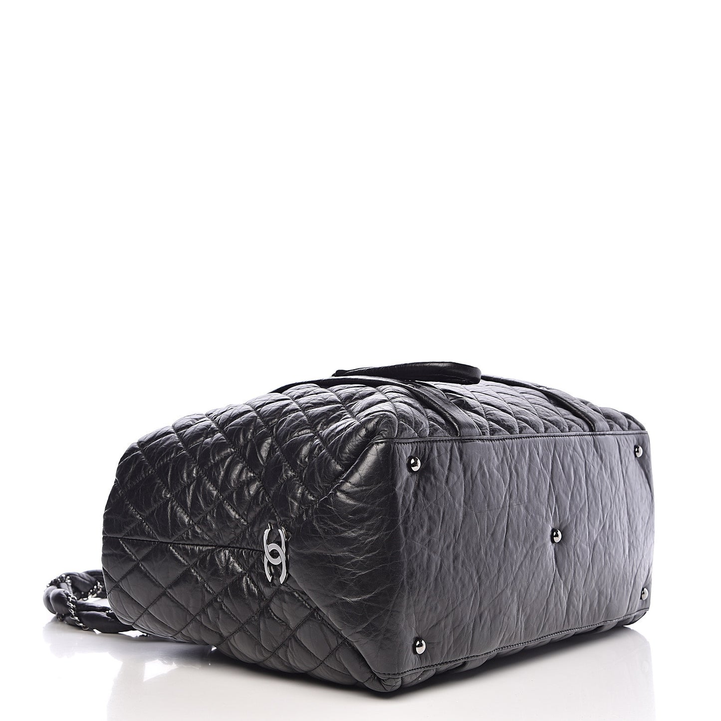 Distressed Lambskin Vintage Ligne Lady Braid XL Tote Black