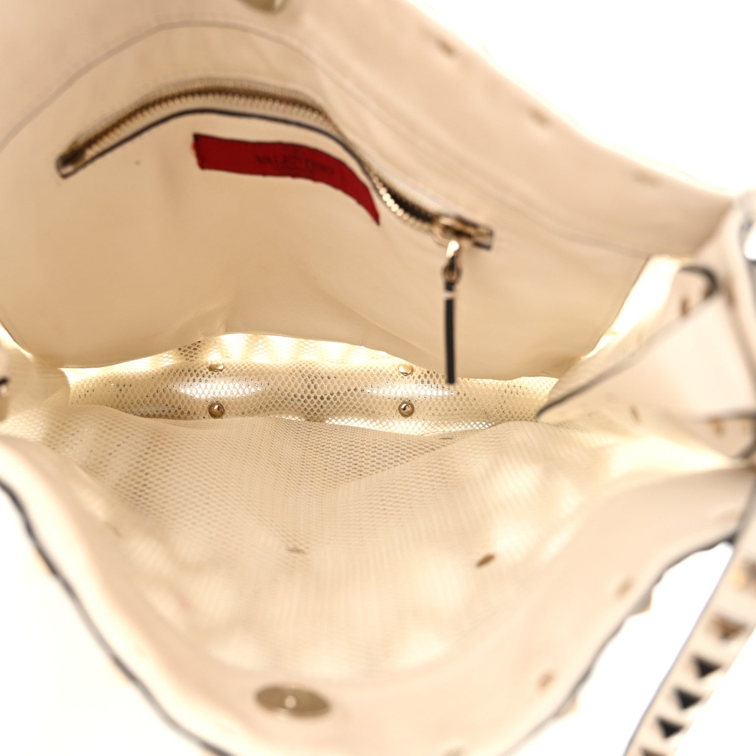 Valentino Garavani Vitello Rockstud Mesh Net Shopper Tote White 5 of 17