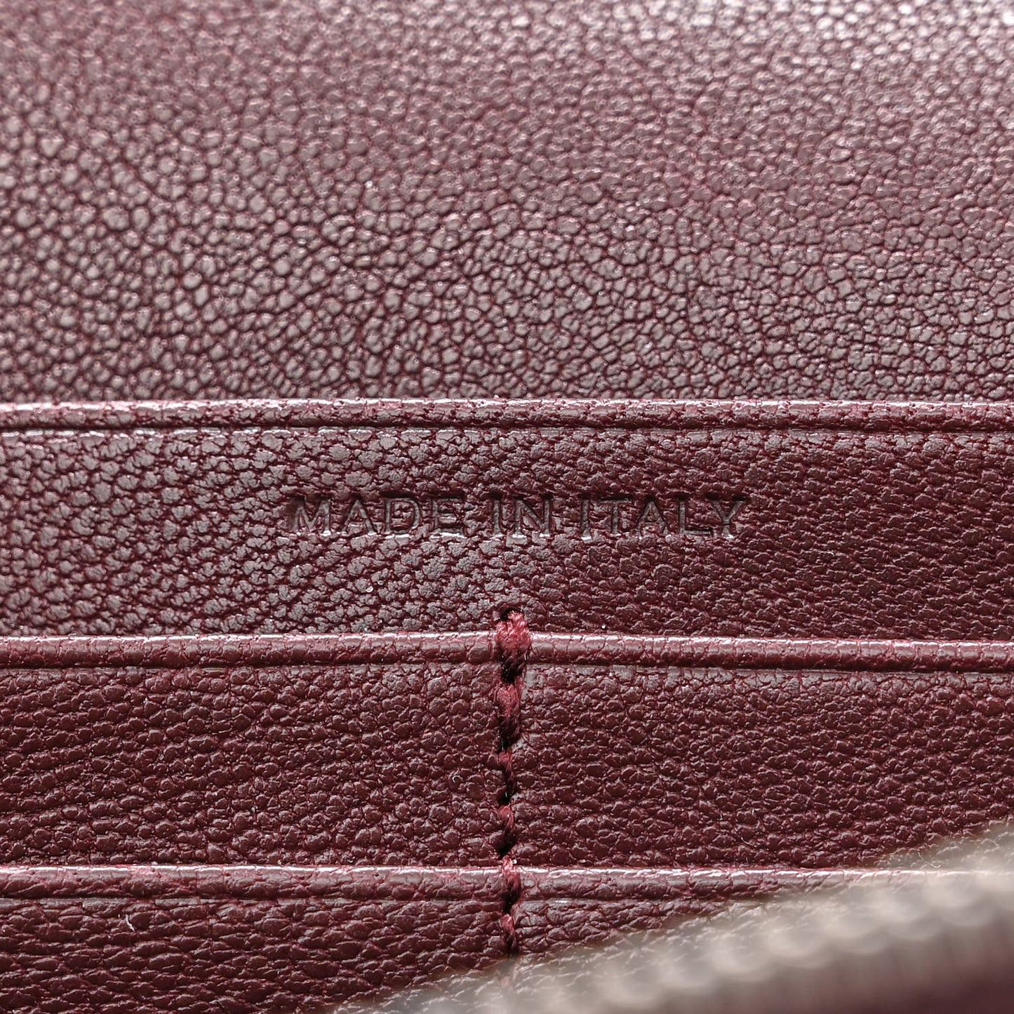 Sheepskin Tri-Quilt Monogram Envelope Chain Wallet Burgundy