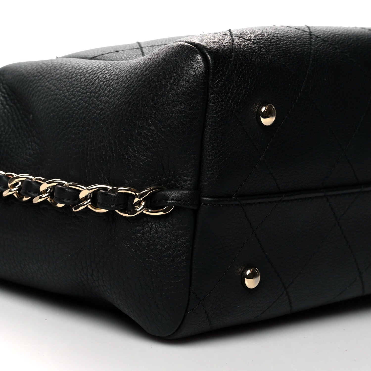 Chanel Bullskin Stitched Small Shopping Tote Black 9 of 10