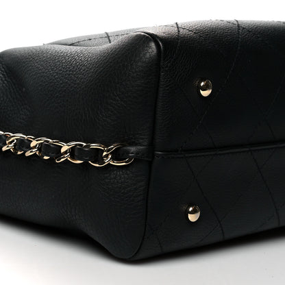 Chanel Bullskin Stitched Small Shopping Tote Black 9 of 10