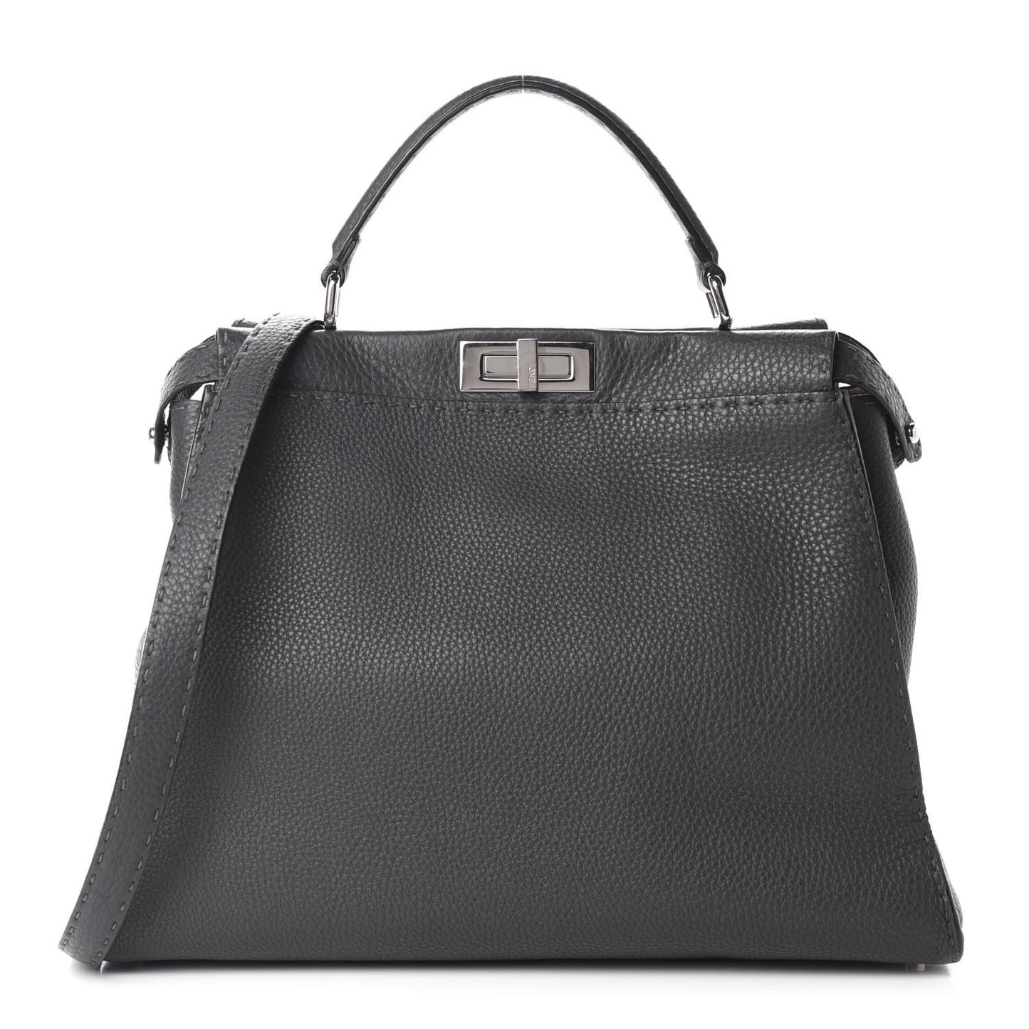 Cuoio Romano Selleria Bi-Color Large Peekaboo Iconic Satchel Asfalto Latte