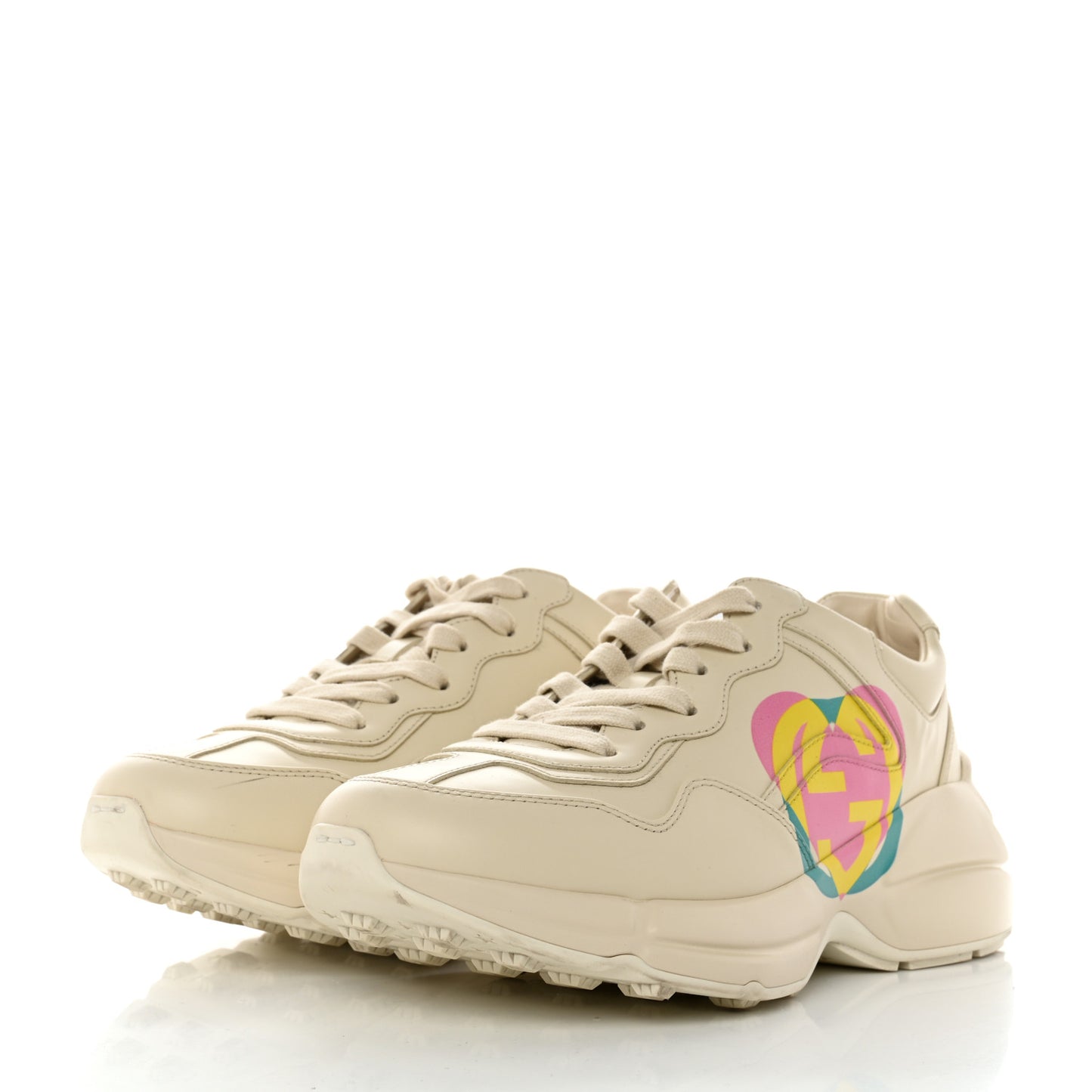 Calfskin Heart Rhyton Sneakers 38.5 Ivory