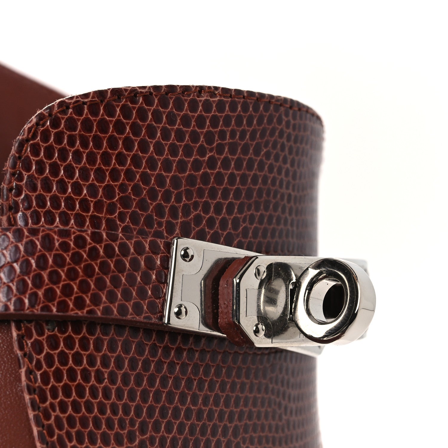 Hermes Lizard Calfskin Oz Mules 37 Rouge Sepia 11 of 12