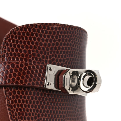 Hermes Lizard Calfskin Oz Mules 37 Rouge Sepia 11 of 12