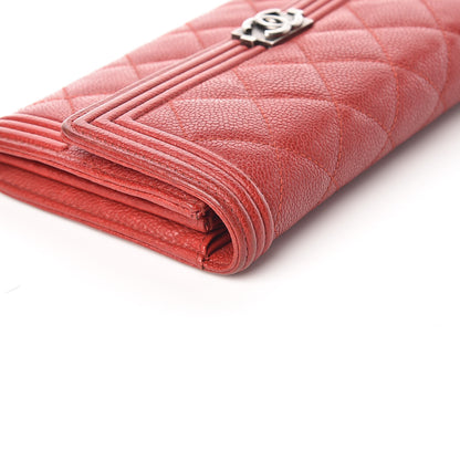 Chanel Caviar Quilted Boy Flap Wallet Red 13 of 18