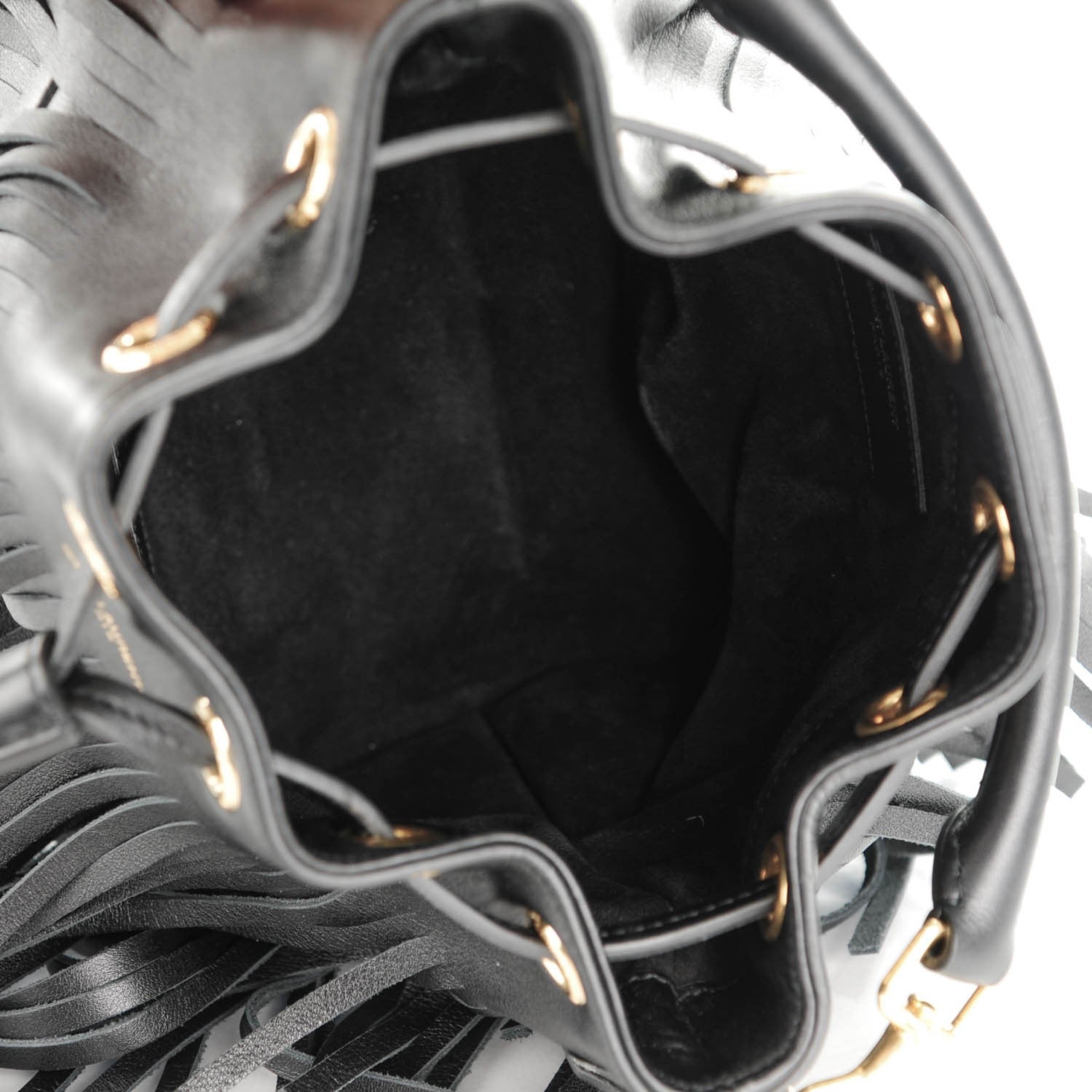 Saint Laurent Calfskin Small Emmanuelle Fringe Bucket Bag Black 5 of 7