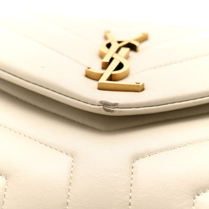 Saint Laurent Calfskin Y Quilted Monogram Small Loulou Chain Satchel Blanc Vintage 14 of 19