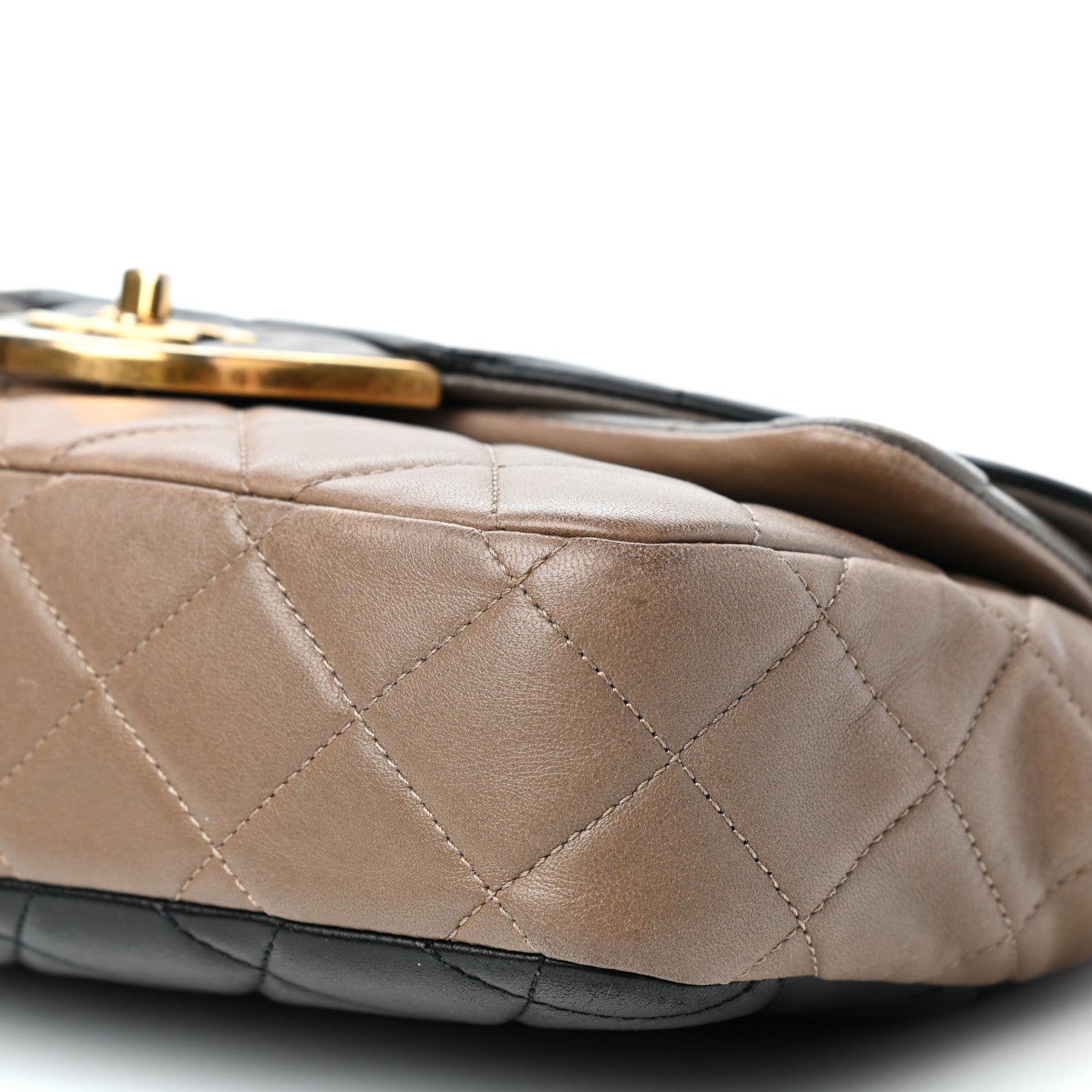 Chanel Lambskin Quilted Tri-Color Double Flap Black Taupe Brown 9 of 10