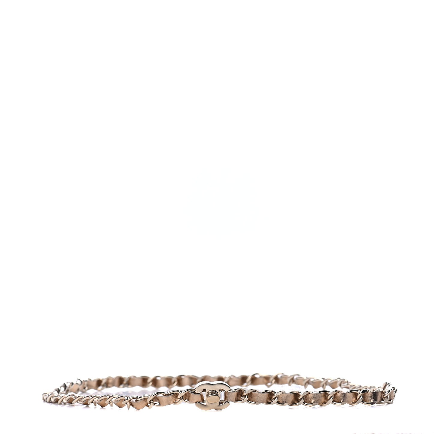 Metallic Lambskin CC Turnlock Chain Belt 80 Gold