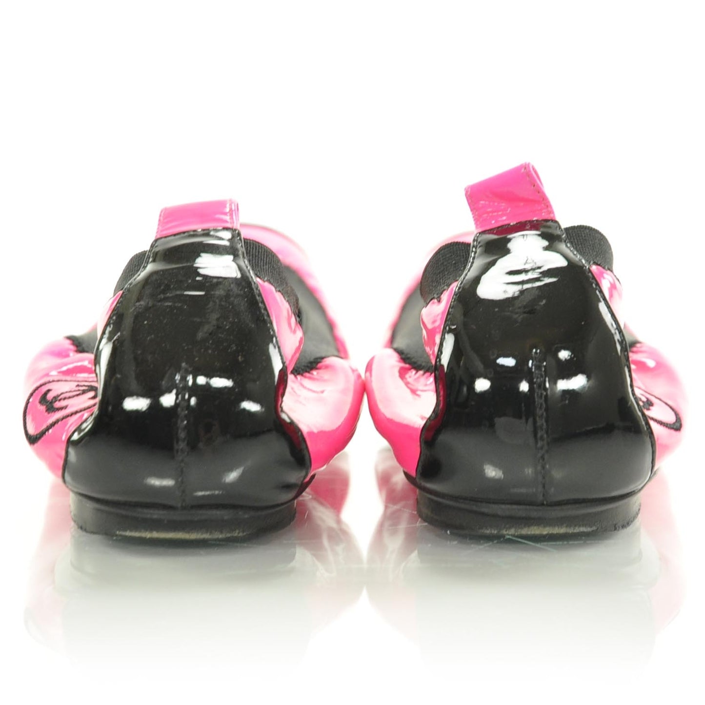 Patent Elastic Cap Toe Ballet Flats 36 Hot Pink Black